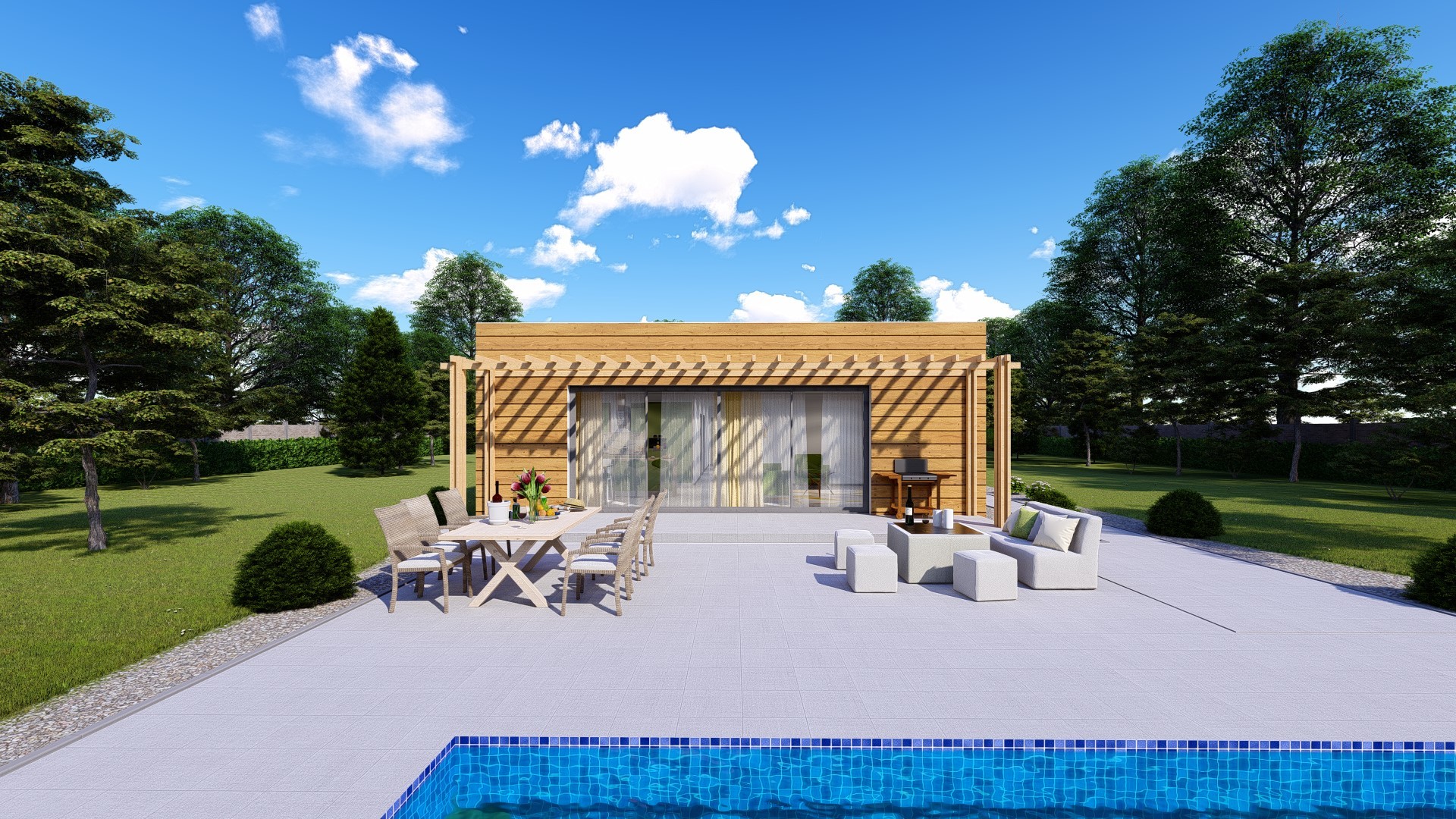 Projekt domu s plochou strechou SELENA 3 vizualizácia vchodu
